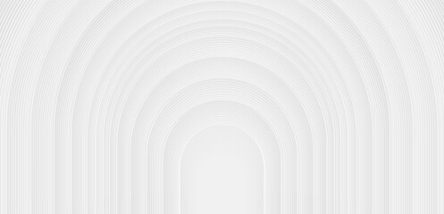 Abstract modern white background with grey curve lines pattern. Simple clean white texture. Minimal geometric arch stripes. Halftone lines. Vector illustration