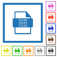 Poster - Binary file type flat framed icons