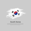 South Korea flag. Brush strokes. Stripes colors of the south korean flag on a white background. State patriotic banner, cover. Vector design national poster, template. Place for text. Copy space