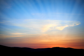 Wall Mural - land with and sunset sky