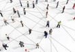 © ink drop - Large group of diverse people connected by lines. 3D Rendering