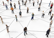 Large Group Of Diverse People Connected By Lines. 3D Rendering