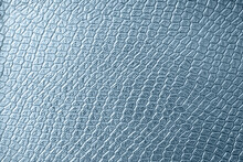 Silver Crocodile Or Snake Skin Texture As Background For Your Project With Copy Space For Text. Artificial Textile Texture