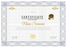 Certificate Template With Classic Frame And Modern Pattern, Diploma, Vector Illustration  Certificate Or Diploma Retro Vintage Design  Appreciation & Achievement Certificate Template Design In Eight 
