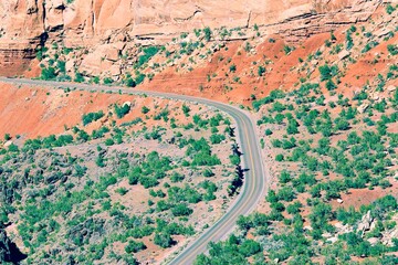 Sticker - Colorado scenic road. Retro filtered colors photo.