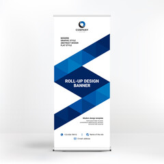 Roll-up banner design, geometric backgrounds for advertising, stand template for exhibitions, seminars, conferences, background vector