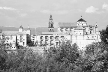 Wall Mural - Cordoba, Spain. Black and white vintage style photo.