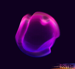Wall Mural - corrupted violet point sphere. abstract vector colorful mesh on dark background. futuristic style ca