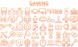 Fototapeta Londyn - Simple Set of Games gradient outline Icons. Contains such Icons as Joystick, Console, Virtual Reality, and more. Used for web, UI,UX kit and applications. vector eps 10 ready convert to SVG.