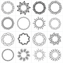 Modern Mandala Round Circle-Style, Pottery Flower, Ceramic, T-shirt, Tattoo, Floor, Walls, Non-stop Pattern, High Pack Vector