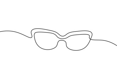 Single continuous one line art sunglasses. Sea voyage holiday tropical journey concept. Design sketch outline drawing vector illustration