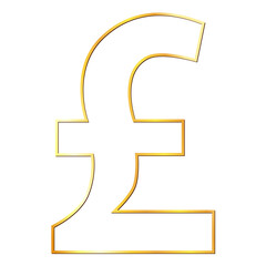 Wall Mural - Great britain pound GBP currency golden sign outline isolated on white background. Currency by Central Bank of United Kingdom.