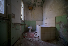 Showers And Toilet In Abandoned School Orphanage