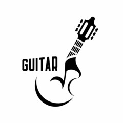 Poster - guitar silhouette vector on white background