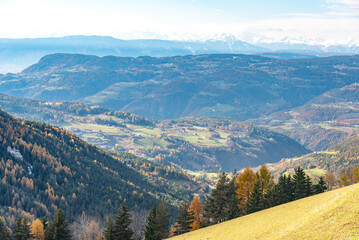 Wall Mural - autumn in the Dolomites in Italy aerial views of the Mountains