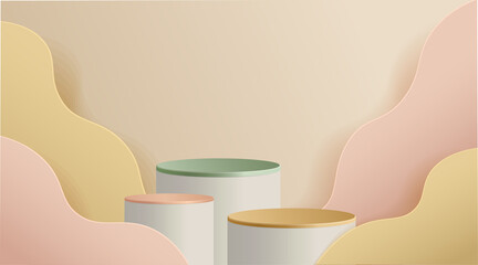 Wall Mural - Abstract minimal scene. podium with in clean background for product presentation displays.