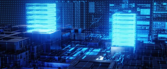 Abstract technology background representing concept of unlimited data storage. 3D rendering