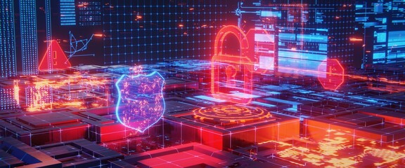 Concept of security breach or system attack. 3D rendering