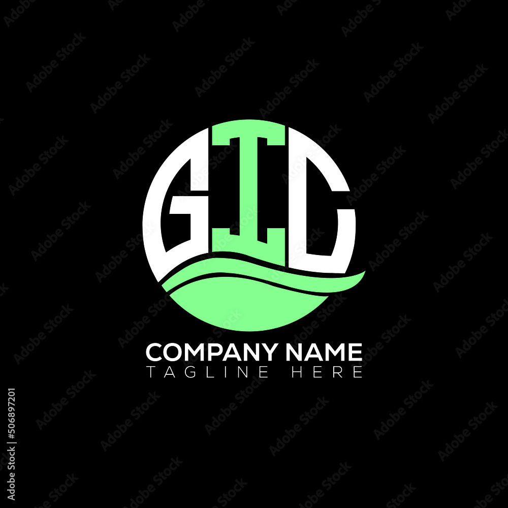 GIC logo monogram isolated on circle element design template, GIC letter logo design on black background. GIC creative initials letter logo concept. GIC letter  design.