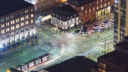 Wall Mural - 4K Timelapse Sequence of Toronto, Canada - the city traffic of Spadina avenue at night