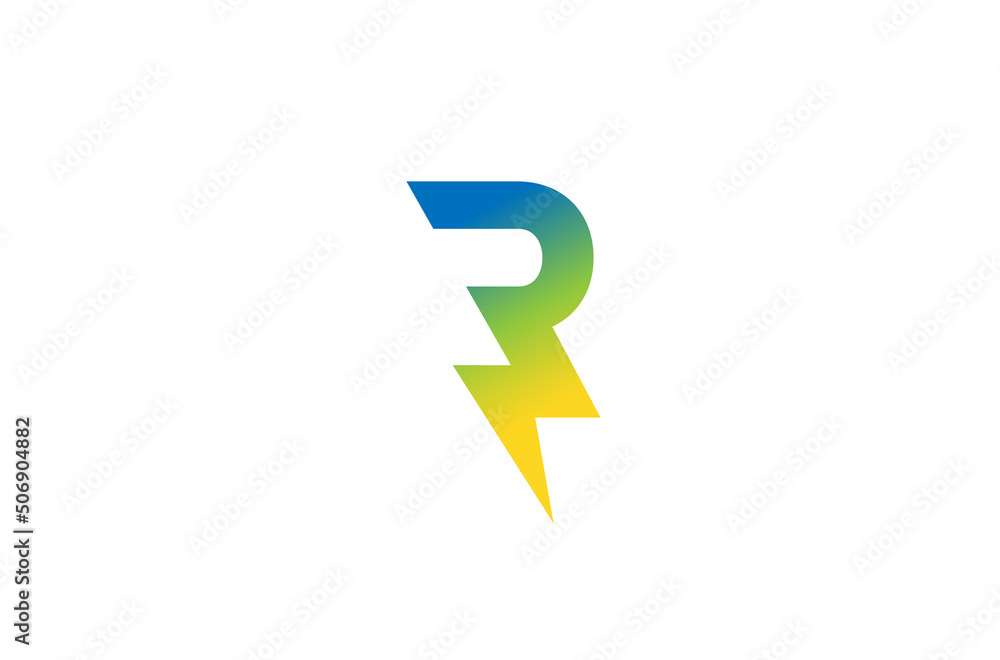 creative letter r bolt thunder logo vector symbol icon design ...