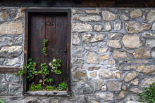 Old Wooden Door In Wall
