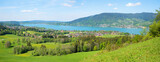 Fototapeta Krajobraz - idyllic tourist resort Bad Wiessee and lake Tegernsee, view from lookout place Bucherhang. spring landscape bavaria