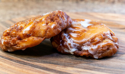 Apple fritters at eye level