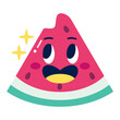 Isolated colored happy watermelon emote Vector illustration