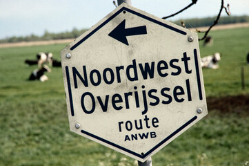 Wall Mural - Roadsign directions. Noord west Overijssel car route. Netherlands.