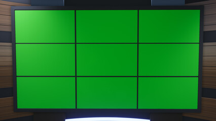 Wall Mural - News Studio, Backdrop For TV Shows .TV On Wall.3D Virtual News Studio Background, 3d illustration