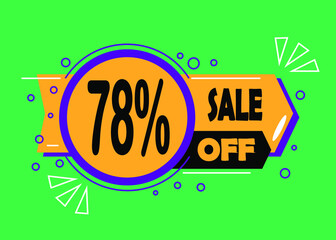 Sale 78% discount. Promotion sales and marketing, discount tag and icon in orange and green.