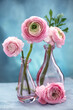 Beautiful bouquet of spring flowers in a vase on the table. Lovely bunch of flowers .
