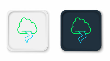 Wall Mural - Line Storm icon isolated on white background. Cloud and lightning sign. Weather icon of storm. Colorful outline concept. Vector