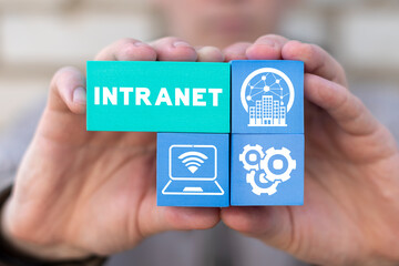 Intranet technology concept. Internal corporate private network of an organization or large government agency.