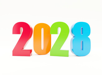 Wall Mural - 2028 colorful calendar background series 3d render