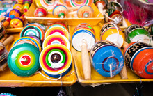 Traditional Colorful Mexican Toys In A Market In Puebla City