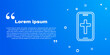 © Kostiantyn - White line Christian cross on mobile phone icon isolated on blue background. Church cross. Vector