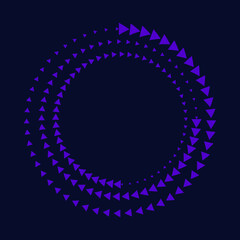 Wall Mural - Abstract violet triangles in circle form. Geometric art. Trendy design element for border frame, logo, blackout tattoo, symbol, web, prints, posters, template, pattern and abstract background