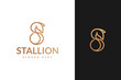 © theos studio - letter s stallion horse with line outline monoline style logo design vector