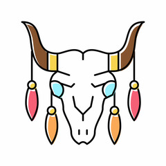 Wall Mural - animal scull with boho decoration color icon vector illustration