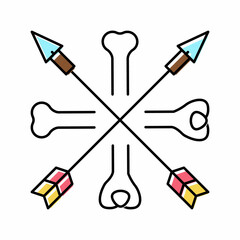Wall Mural - bones and arrows boho color icon vector illustration