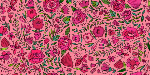 Poster - Floral Garden. Spring concept Background. Seamless pattern for your design.