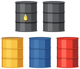 Wall Mural - Set of different oil barrels