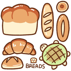 Wall Mural - breads cartoon drawing set