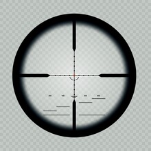 Military Sniper Scope, Crosshair Target And Sight View Of Gun Or Rifle Weapon Aim, Isolated Vector. Sniper Scope Weapon Viewfinder, Military Army Shotgun Crosshair Reticle And Optical Target Telescope