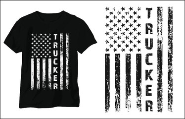 Wall Mural - USA Trucker Flag T Shirt Design