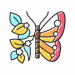 Wall Mural - butterfly boho color icon vector illustration