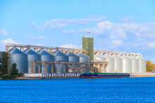 Modern Granaries For Storing Cereal Grains On A Bank Of The Dnieper River
