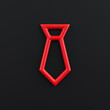 tie  3d icon, outline red office icon, business symbol, 3d rendering